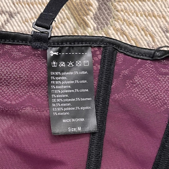 Purple & Black Bustier Top Lace Corset Lingerie Strapless M Medium - Picture 4 of 4